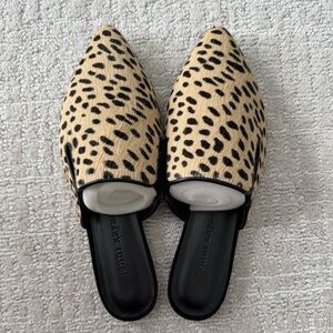 Jenni Kayne Black and Tan Animal Print Mules